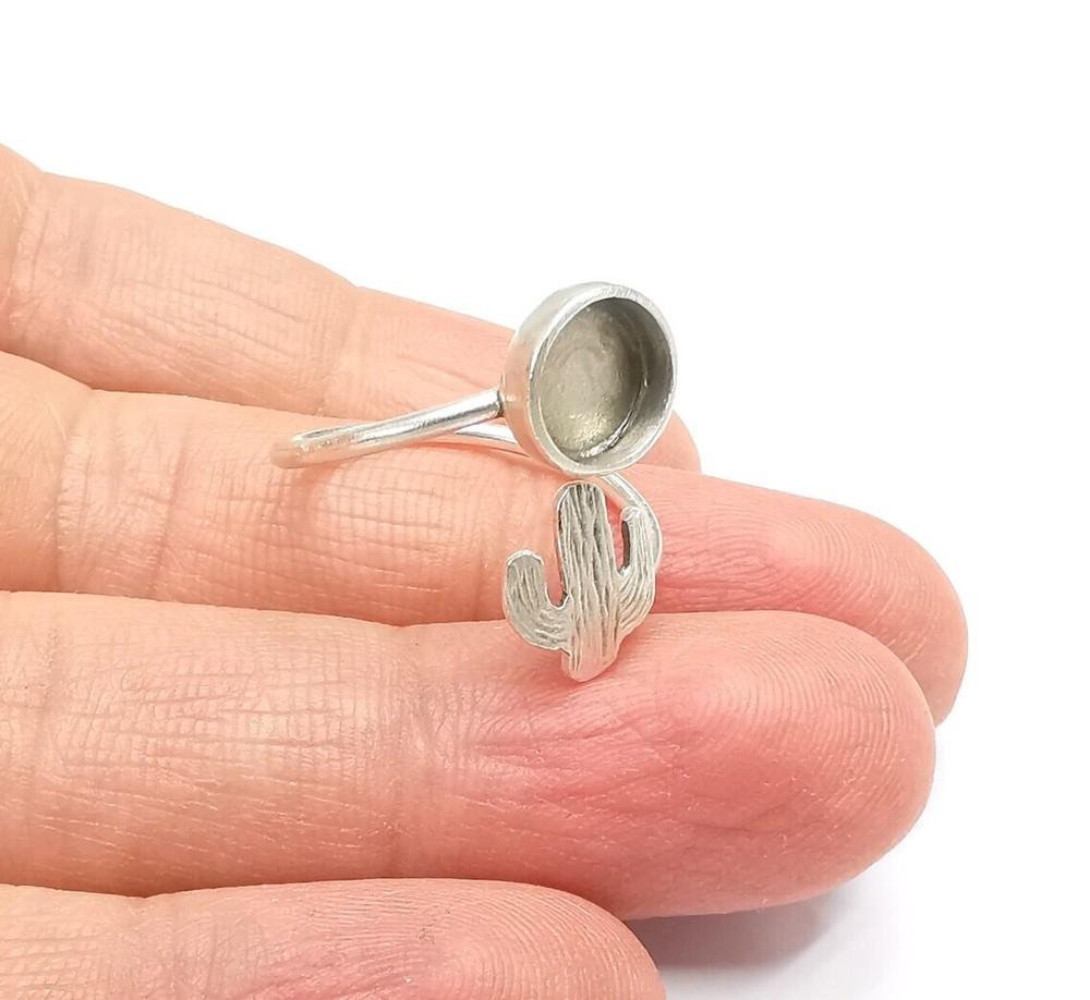 Cactus Ring Blank Setting, Cabochon Mounting, Adjustable Resin Ring Base Bezels