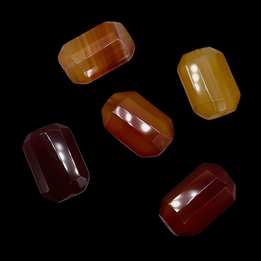 Faceted Carnelian Agate 12x18mm Rectangular Beads | 5 Beads |