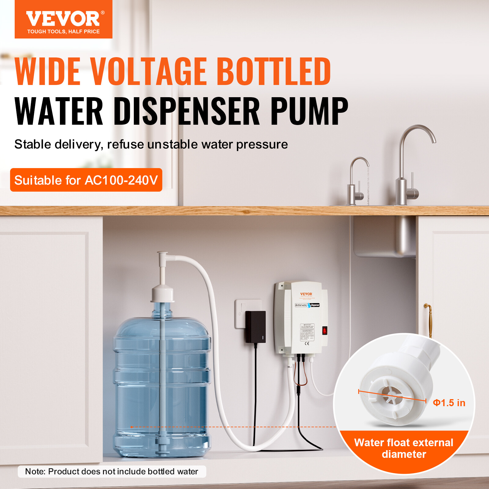 VEVER AC Bottled Water Dispensing Pump System Dispenser Replace Bunn Flojet 110V