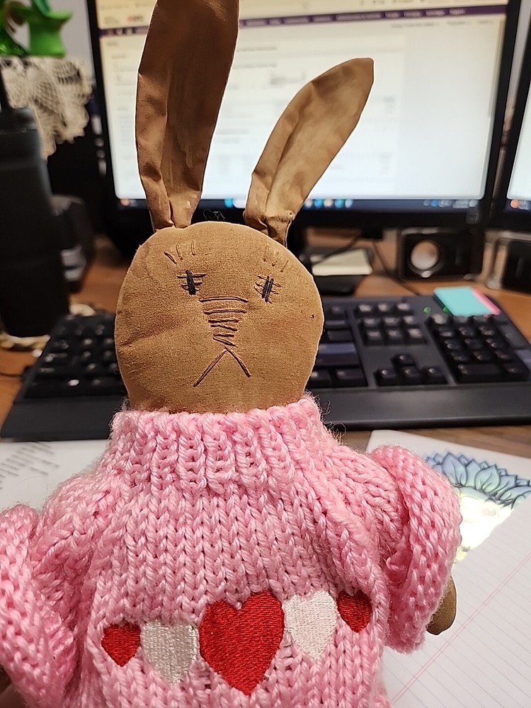 Primitive Grung Bunny Easter Spring Sweater Removable Body Only 12"