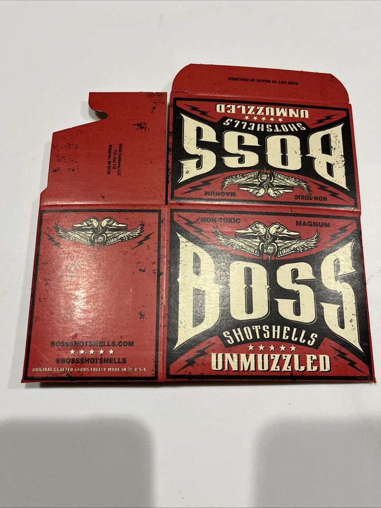 BOSS UNMUZZLED SHOTSHELL EMPTY BOX SHOTGUN AMMO
