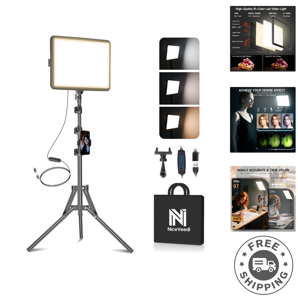 Professional 1-Pack LED Photography Lighting Kit with Adjustable Tripod & Lights