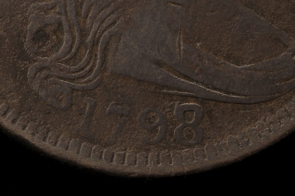 1798/7 Draped Bust Large Cent -- 8 over 7 Overdate