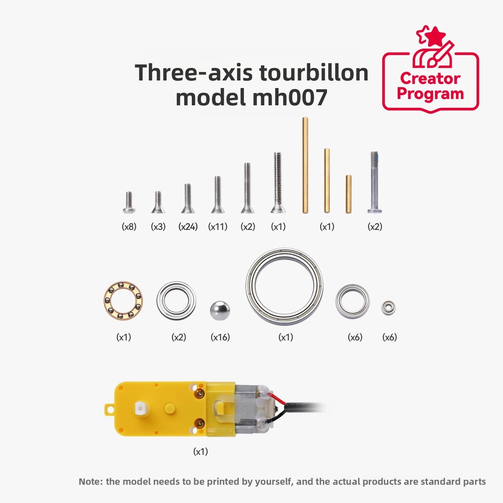 For Bambu Lab 3D Printed three-axis tourbillon Model MH007 Model Component