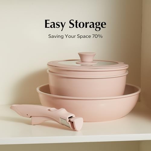 Detachable Cookware Handle - Universal Replacement for Pots & Pans (White Pink)
