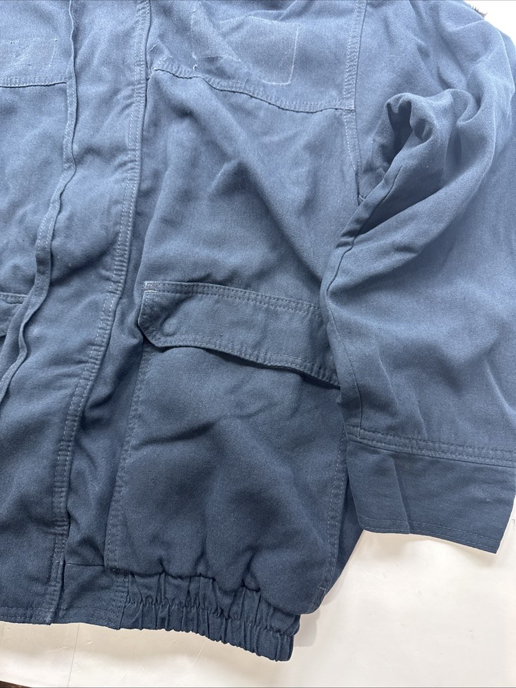 Size LARGE Men’s Bulwark FR Jacket Fire Flame Resistant Work Jacket Navy Blue