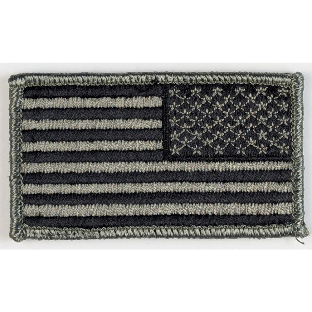 Reverse American Flag Patch; Subdued UCP/ACU Foliage Green; Hook Fastener Patch