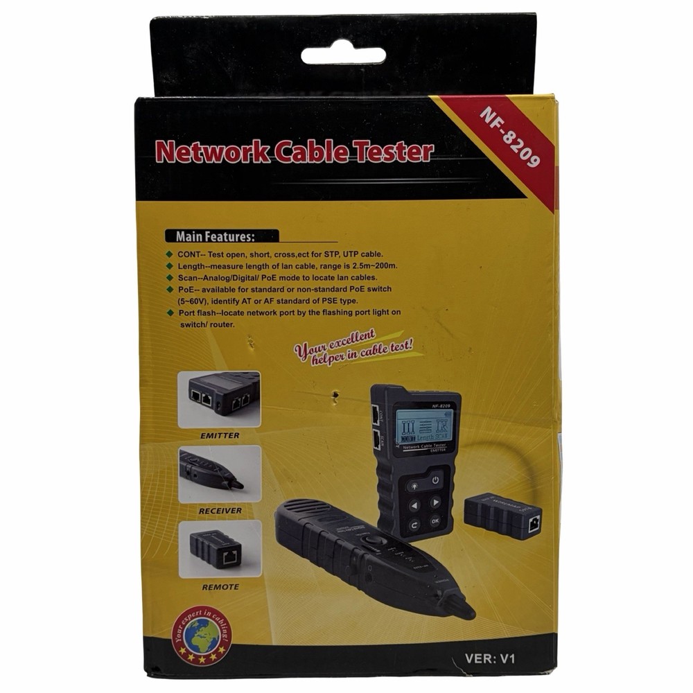 NF-8209S Network Cable Tester Digital POE Voltage Wire Tracker Measure Length