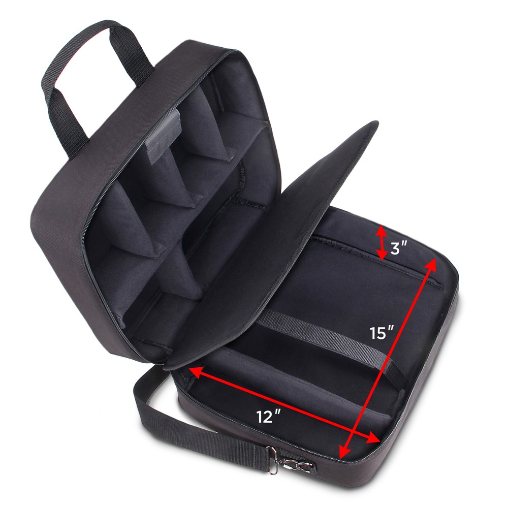 Projector Carrying Case with Shoulder Strap , Extra Storage & Custom Dividers