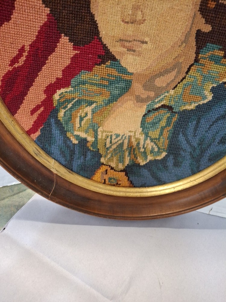Young Boy Needlepoint by JB Greuze in Frame