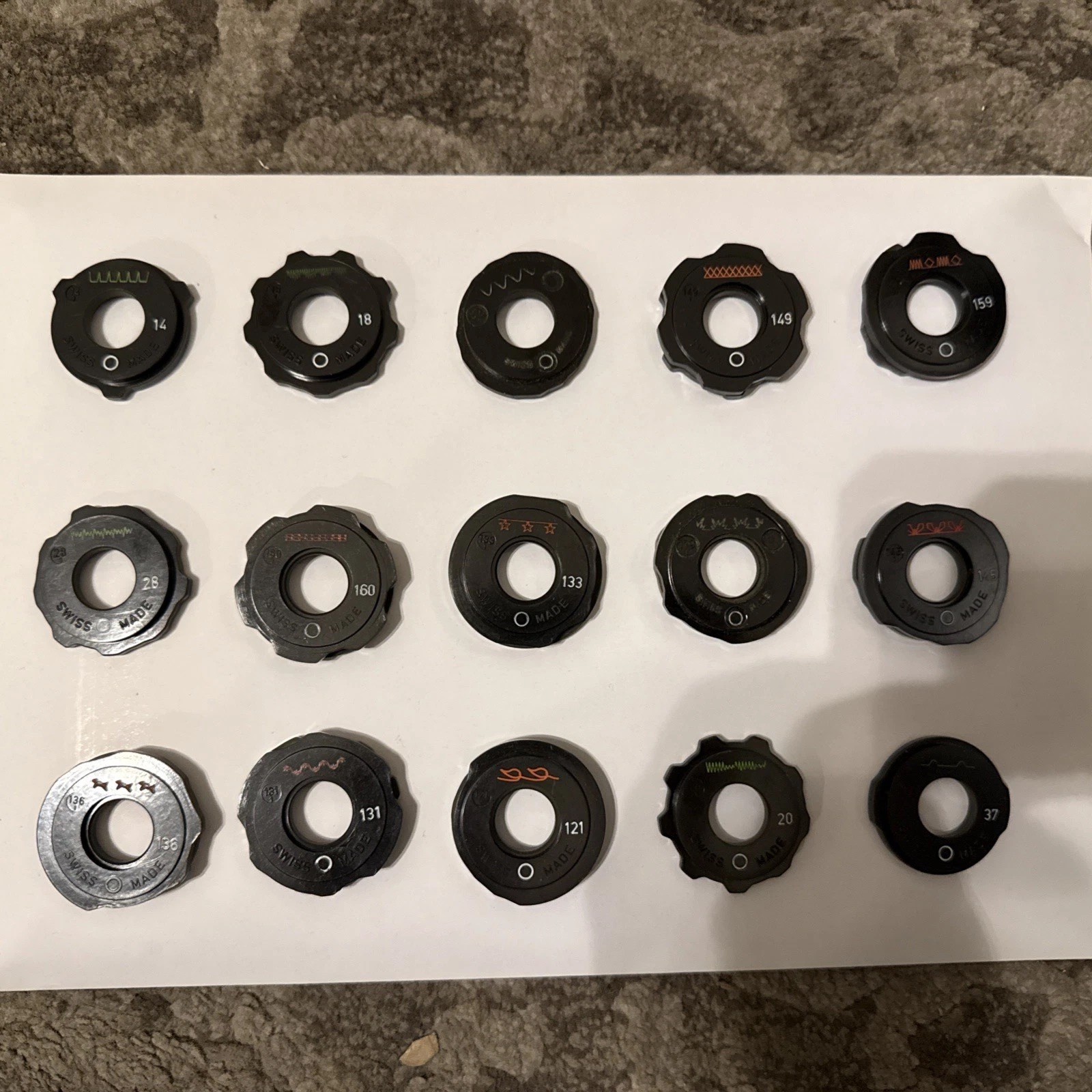 15 Vintage Elna SUPERMATIC Swiss Made Sewing Stitch Pattern  Disc Cams