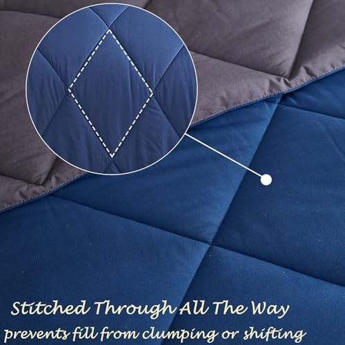 Comforter Set - 3 Pieces Luxury Soft and Lightweight Down Queen Blue