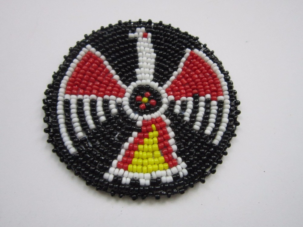 Beaded Thunderbird Rosette 3" Leather Sewing Regalia Crafting Native Design 9A