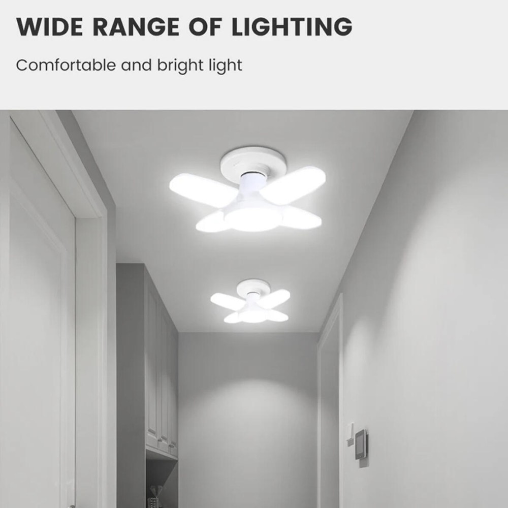 3X E27 LED Garage Light Fan Bulb 28W Deformable Ceiling Fixture Workshop Lamp US