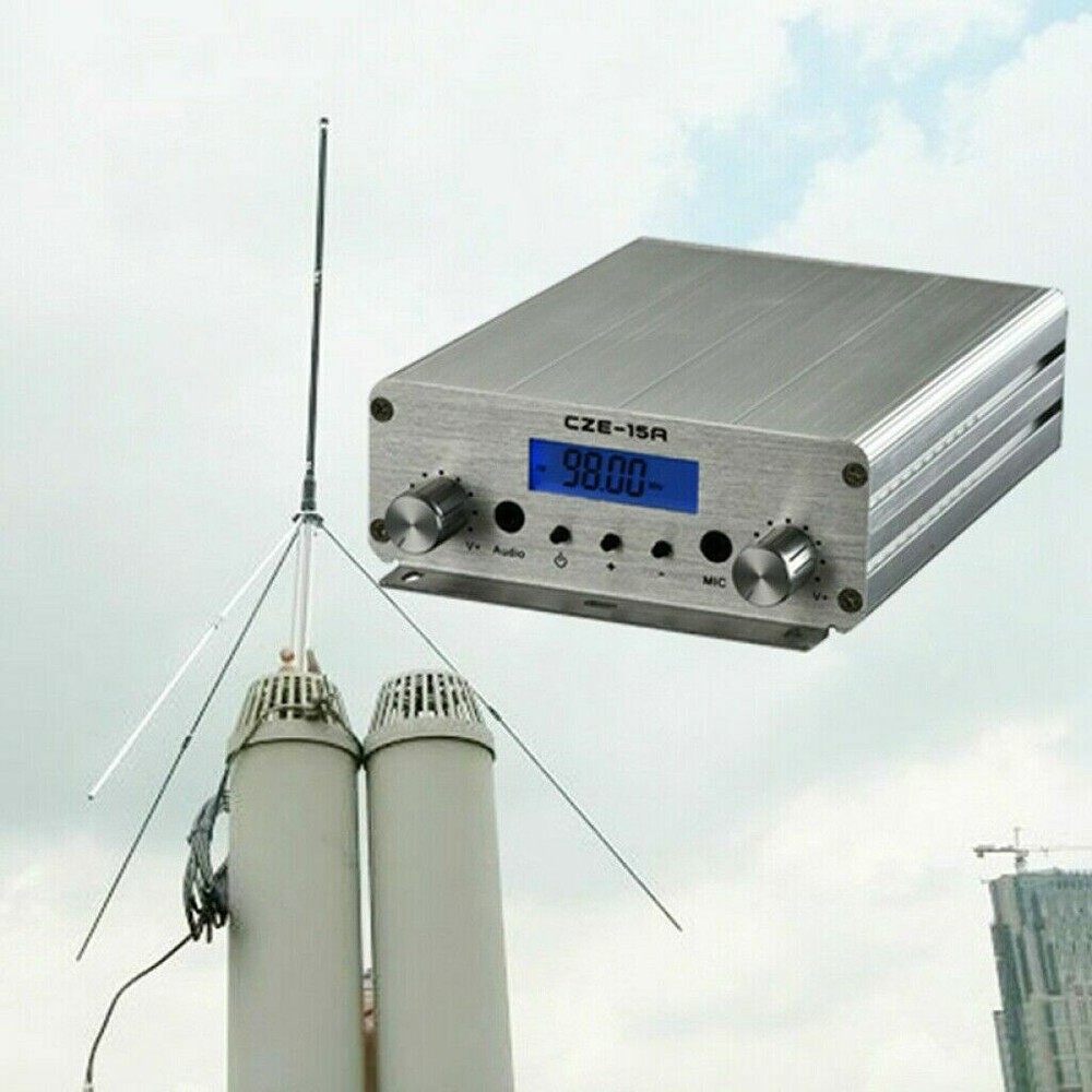 Digital Smart Portable CZE-15A 3W/15W Transmitter FM Broadcast GP100 Antenna Set
