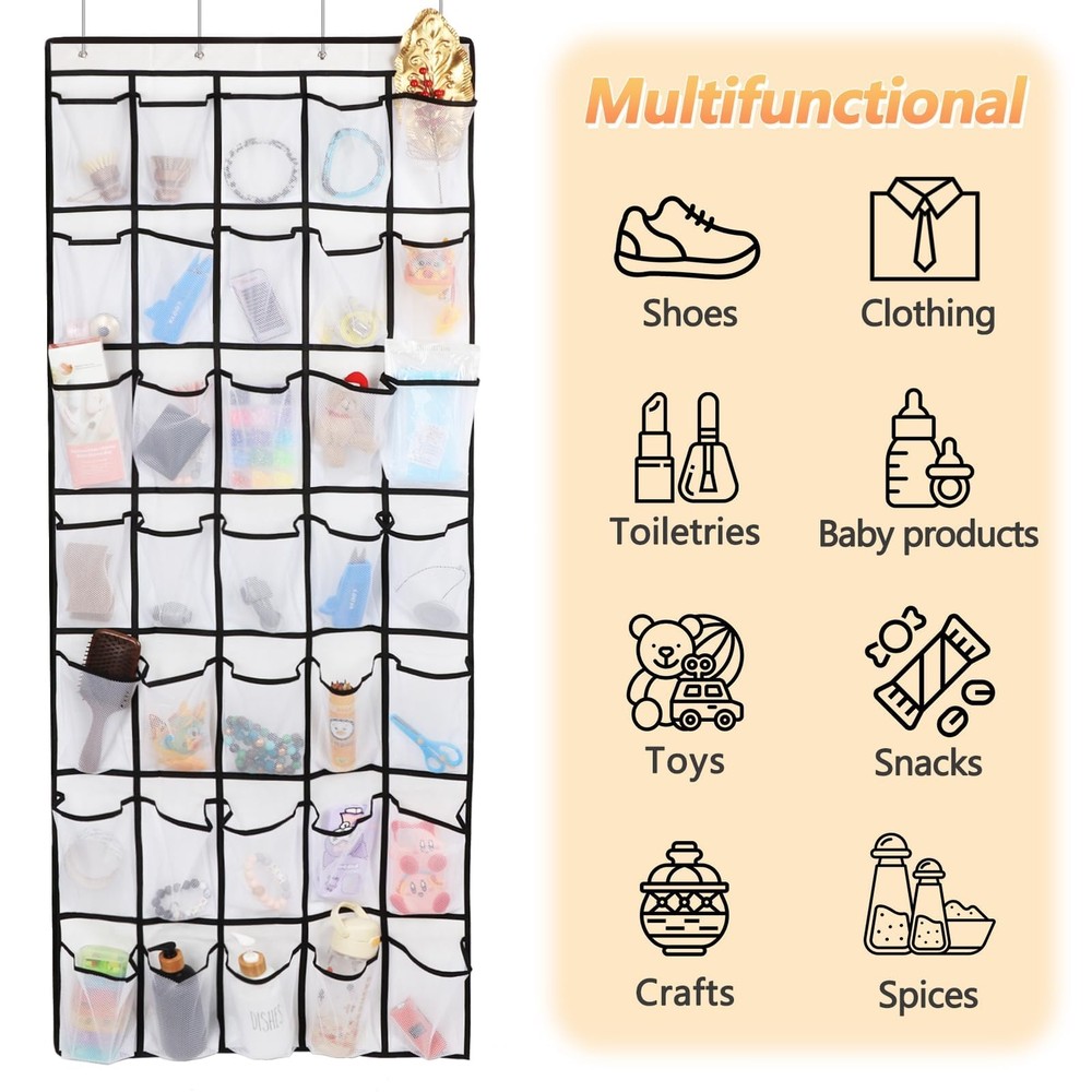 35 Pockets Over the Door Shoe Organizer