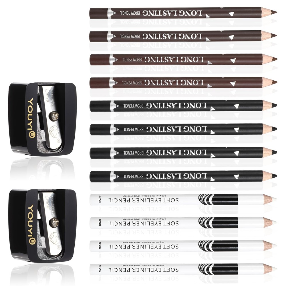 12PCS Barber Pencil Set with Sharpener, Smudge-proof Beard Shaping Guide Pen,...