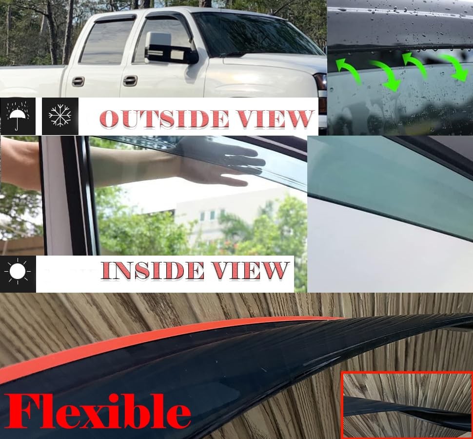 Smoke Tinted Window Visors Vent Sun Shade Rain Wind Guards Compatible with