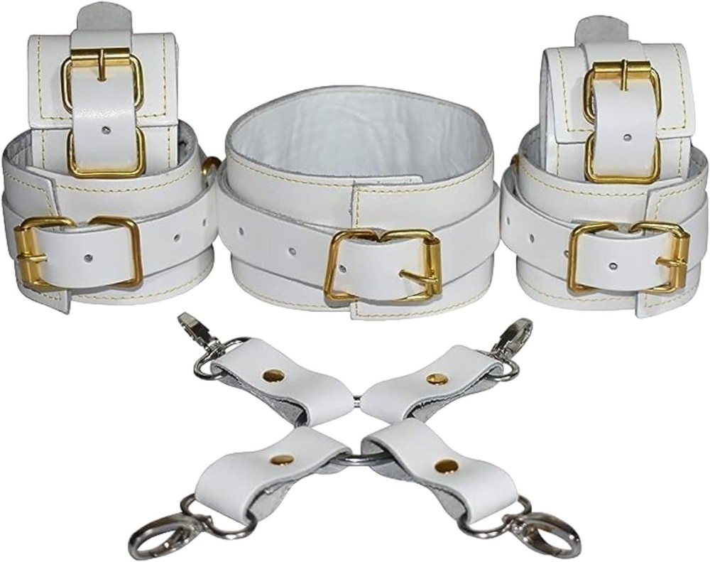 Real Leather Bondage Set for Couples | 6-Piece Adjustable Restraint Kit