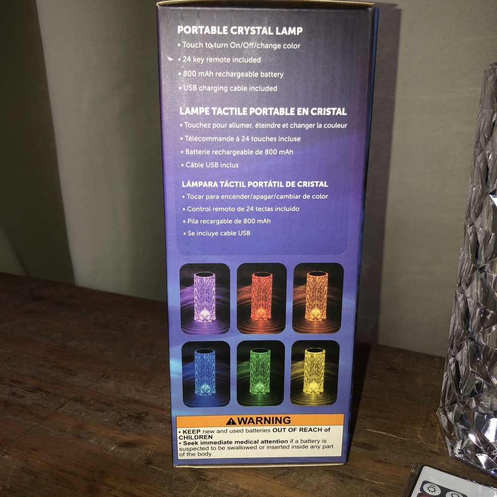 Globe LED Crystal Lamp Color Changing Touch&Remote Control USB Rechargeable 8.5”