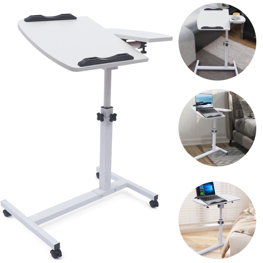 Over Bed Table Mobile Rolling Laptop Stand Computer Bedside Table Adjustable New