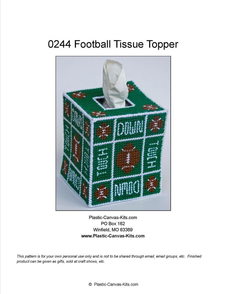 Football Tissue Topper-Plastic Canvas Pattern or Kit