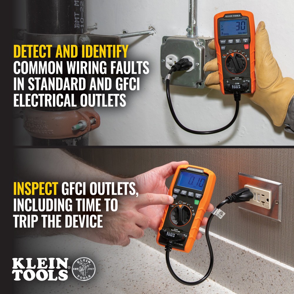 Klein Tools ET270 Digital Multi-Tester DMM with Receptacle Tester