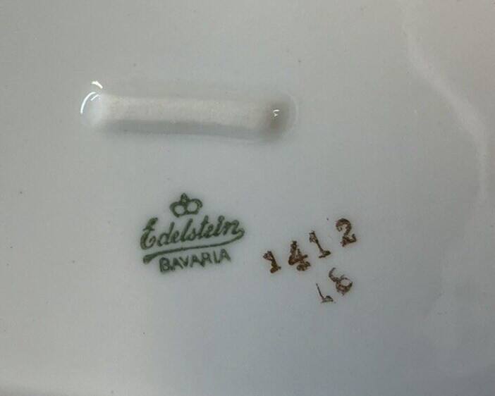 Vintage Edelstein Rectangle/Oval Serving Dish Flower Pattern/Gold Bavaria