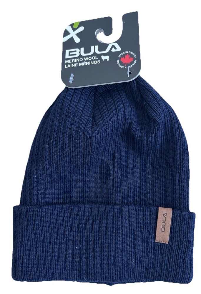 RTLS $45 BULA NAVY WOOL KNITTED WINTER BEANIE HAT