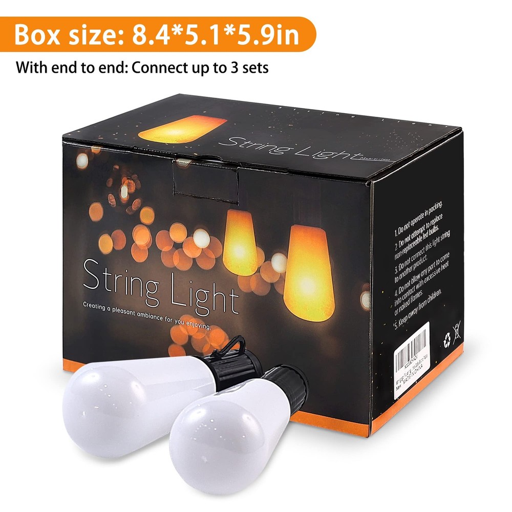 Flickering Flame String Lights,22Ft 20LED Lights for Outside,Plug in Garden L...
