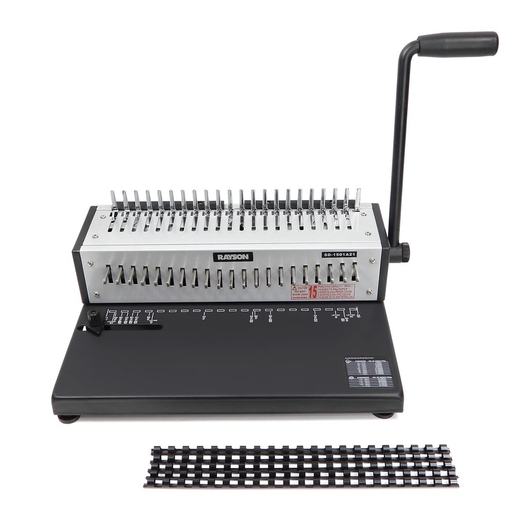 Rayson SD-1501A21 Binding Machine with Combs Set - 21 Hole / 200 Sheets Comb ...