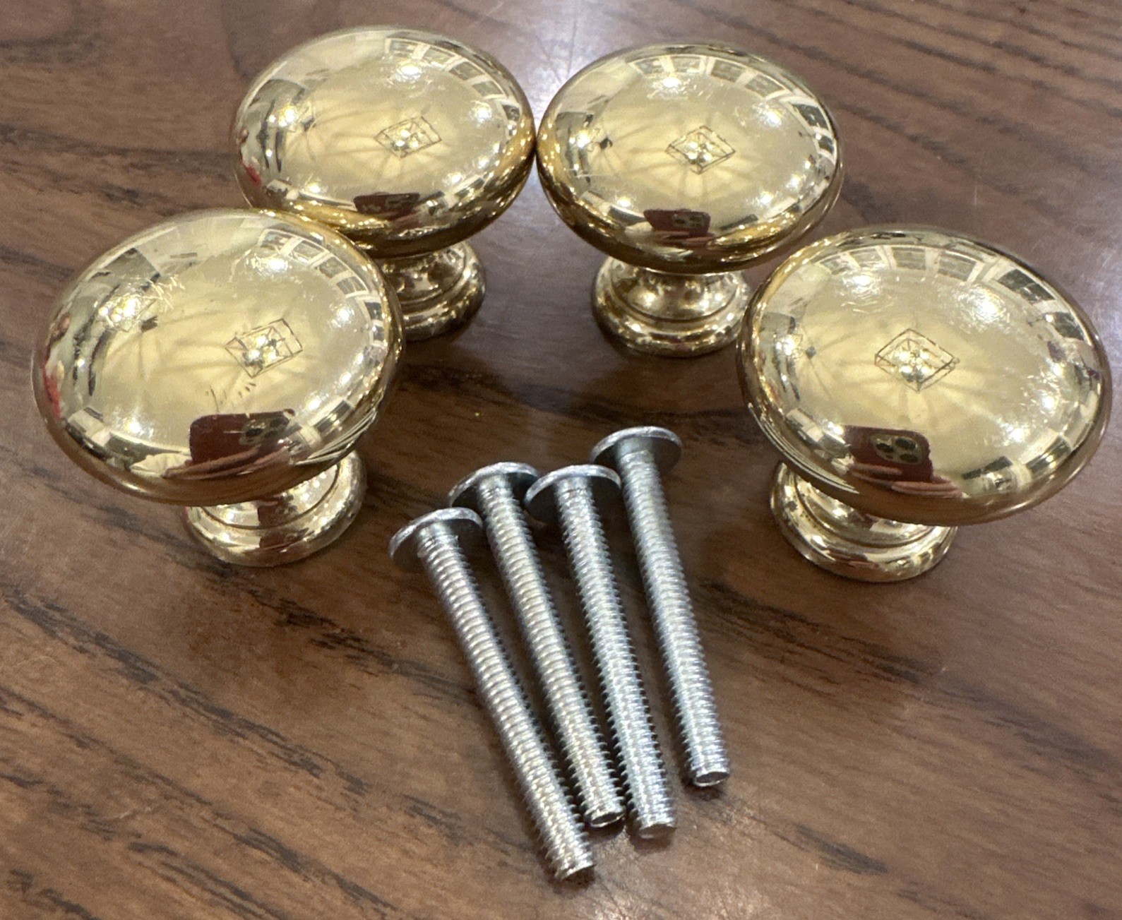 Set of 8 Vintage Solid Brass Door Drawer Cabinet Round Knob Pulls 1.25" Diameter