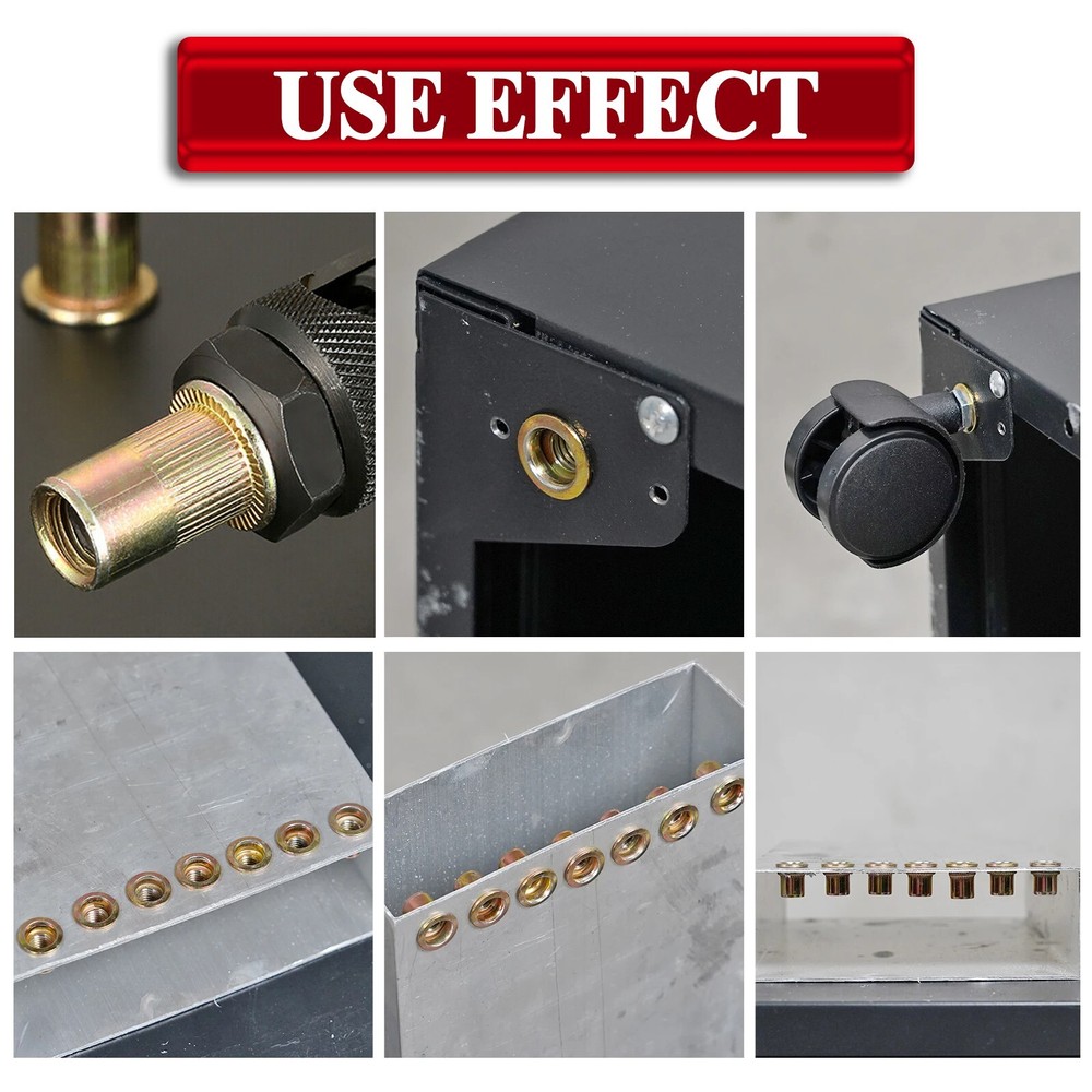 1200Pc Rivet Nuts M3-M12 Steel/Aluminum Rivnut Insert Nutsert Threaded Flat Head