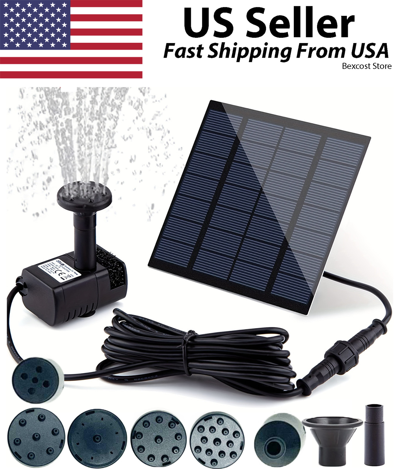 Solar Power Fountain Submersible Floating Water Pump Bird Bath Pond Garden Decor