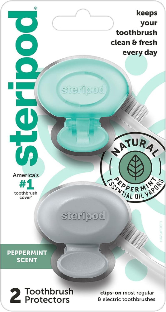 Clip-On Toothbrush Protector with Peppermint Essential Oils, Keeps Toothbrush Fr