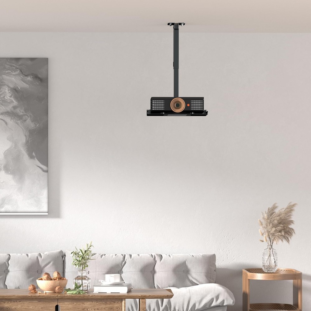 Black Adjustable Ceiling Wall Projector Mount Universal Shelf Bracket No Hole