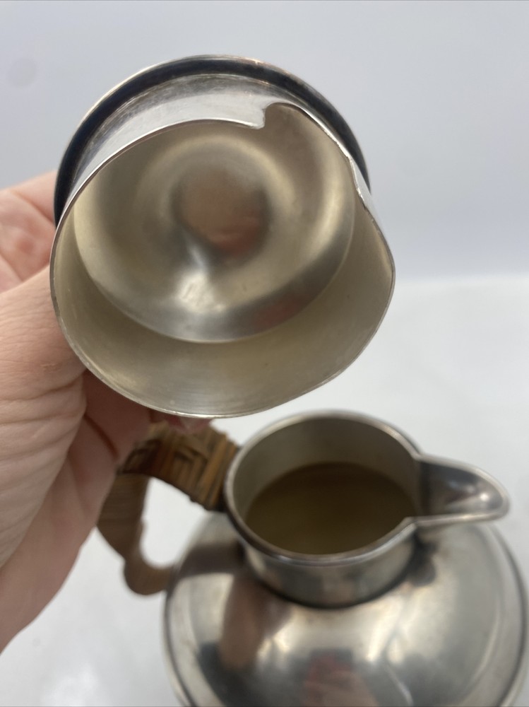 LBS Co. Tea Pot w/Lid Silverplated Wicker Handle Stamped