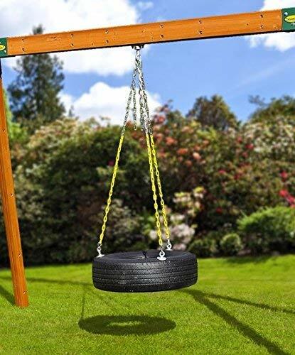 Rubber Tire Swing for Backyard Outdoor Playsets - 3 Rubber Coated Swing Chains