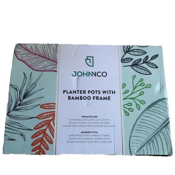 Bamboo Frame Planter 3 Pots Set - Home Decor
