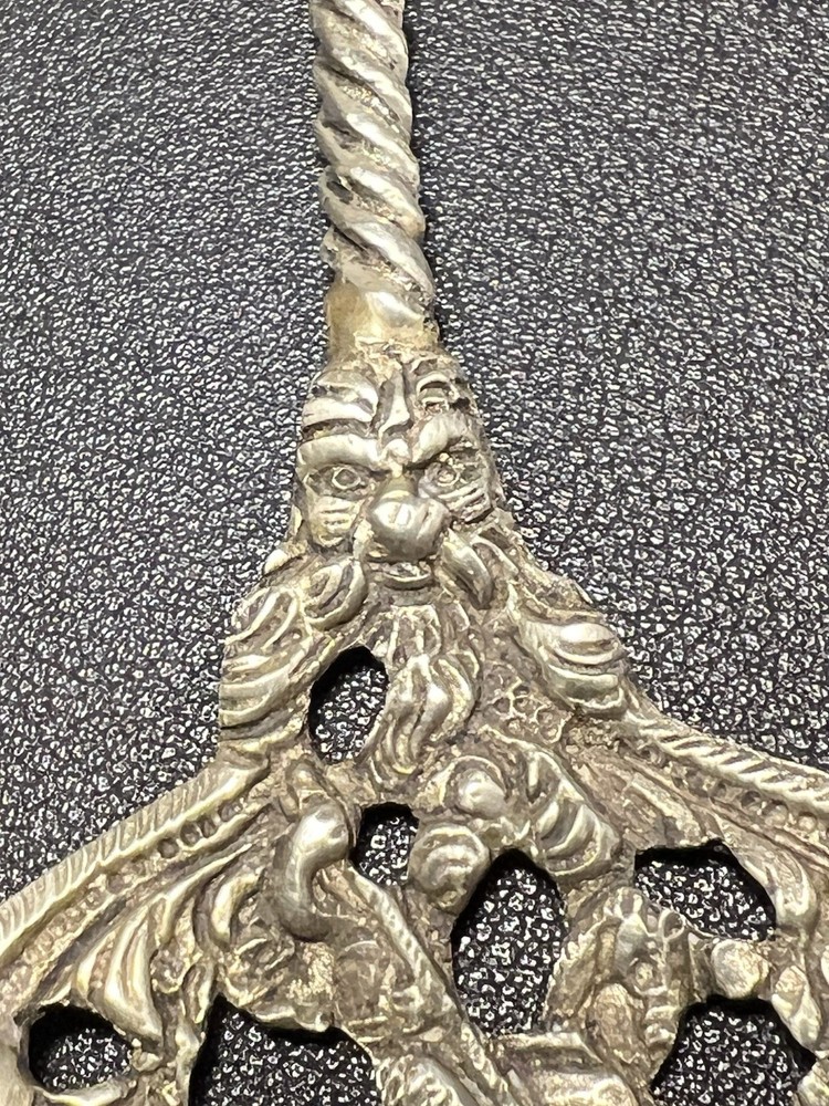 Bellini Italy 1950s Ornate Pierced Silverplated Serving Set Spoon Fork, 10”