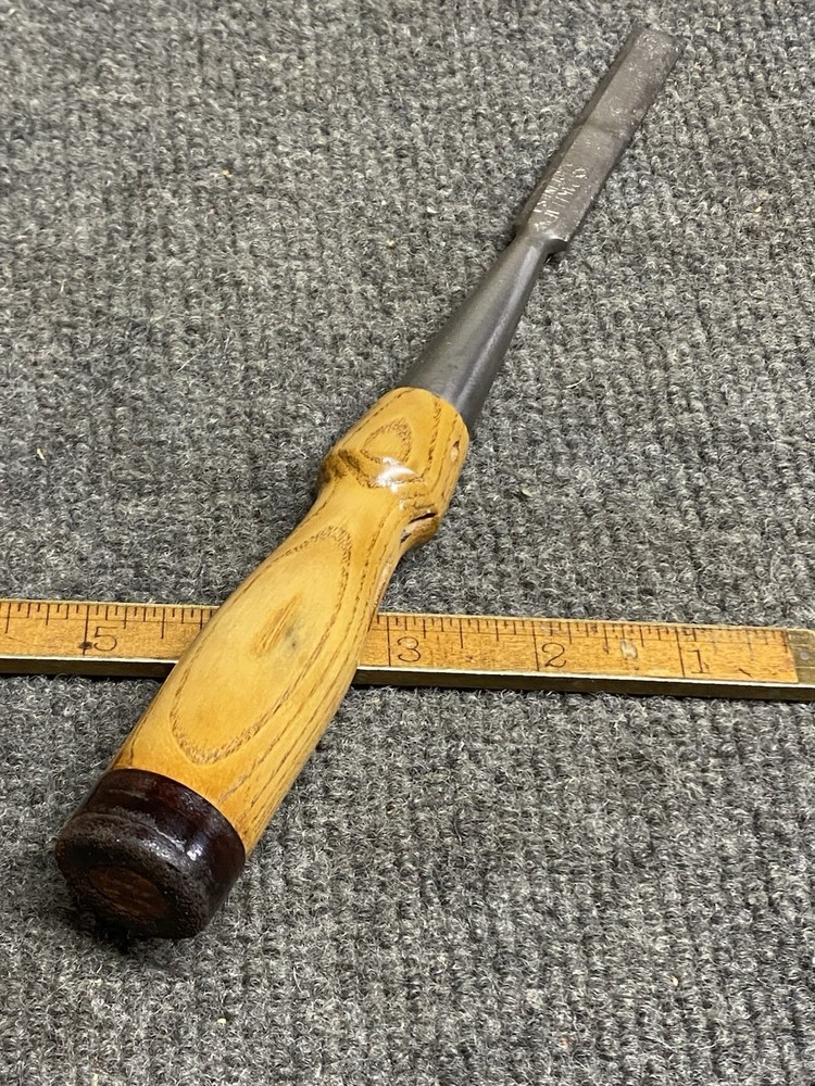 Vintage Oakleaf 1/2” Chisel With New Leather Padded Ash Handle And Sharpened USA