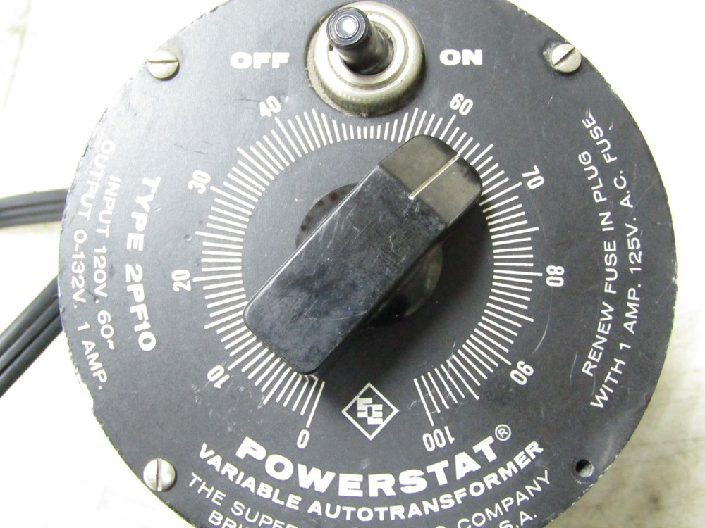 💥POWERSTAT 2PF10 VARIABLE AUTOTRANSFORMER 120 VAC INPUT 0-132 VAC OUTPUT