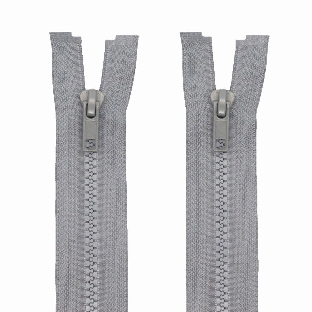 2 PCS 5 29 Inch Separating Jacket Zippers Resin Molded Plastic Bulk Grey