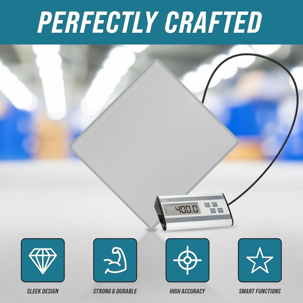 Stainless Steel Postal Scale: 440 lb Capacity, 6 oz Readability, Hold Function