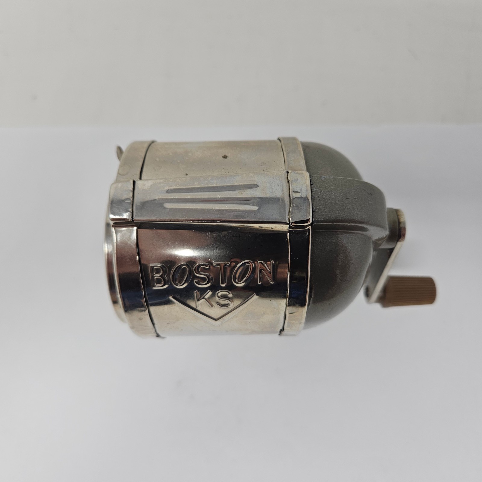 Vintage BOSTON Model KS Manual Pencil Sharpener Revolving 8 Hole Steel USA
