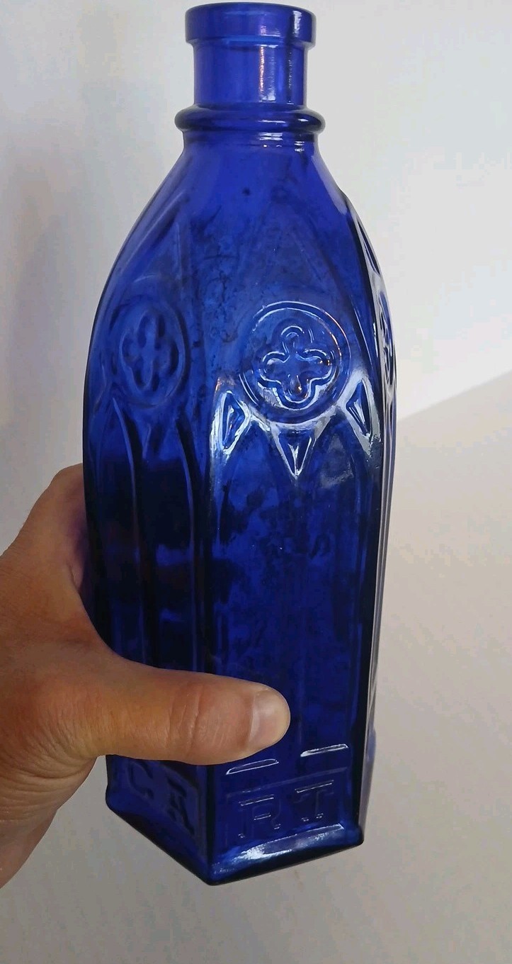 ANTIQUE 9.75" CARTER'S CATHEDRAL MASTER INK BOTTLE, Cobalt Blue Glass, 1920s Era