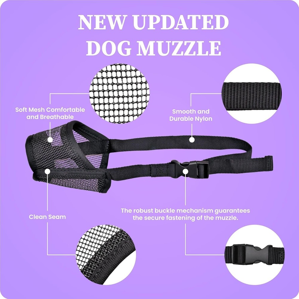 Flintstone Dog Muzzle for Large Dogs – Soft Air Mesh Muzzle for Large Sized Dog
