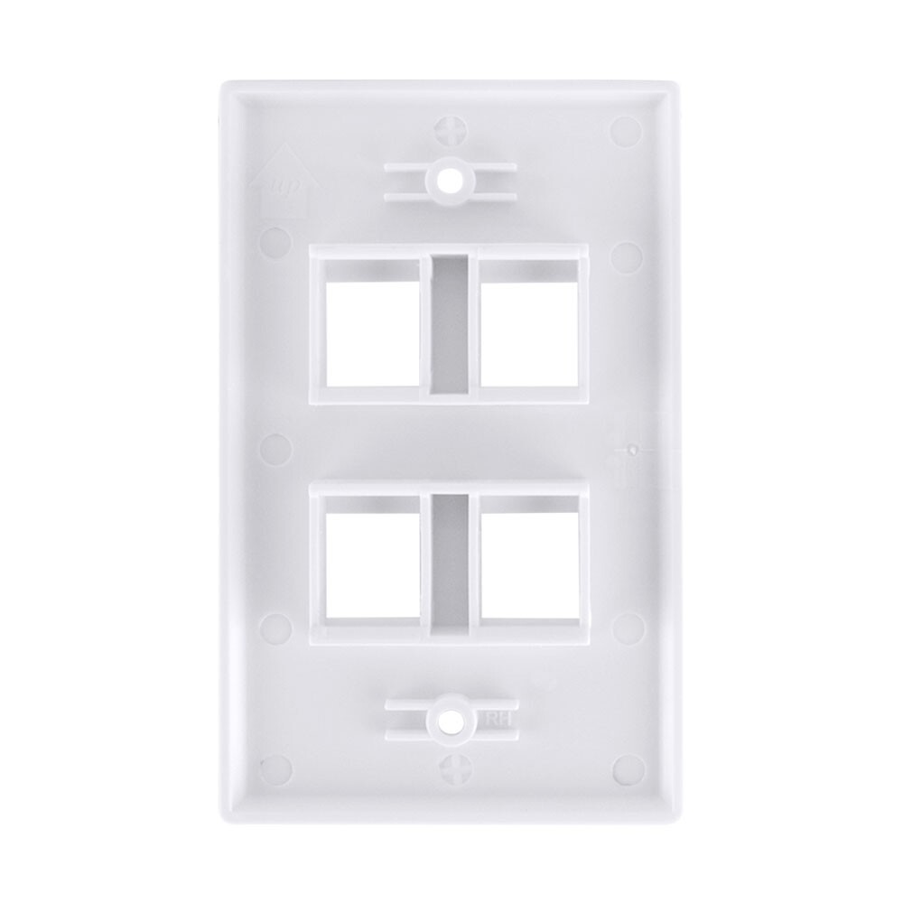 Construct Pro Single-Gang 4-Port Keystone Wall Plate (White)