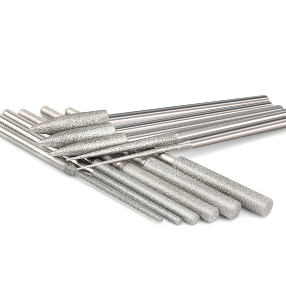 11PCS/Set 1/8" Different Shapes Diamond Burr Bits Rotary Tools Kit Accessories