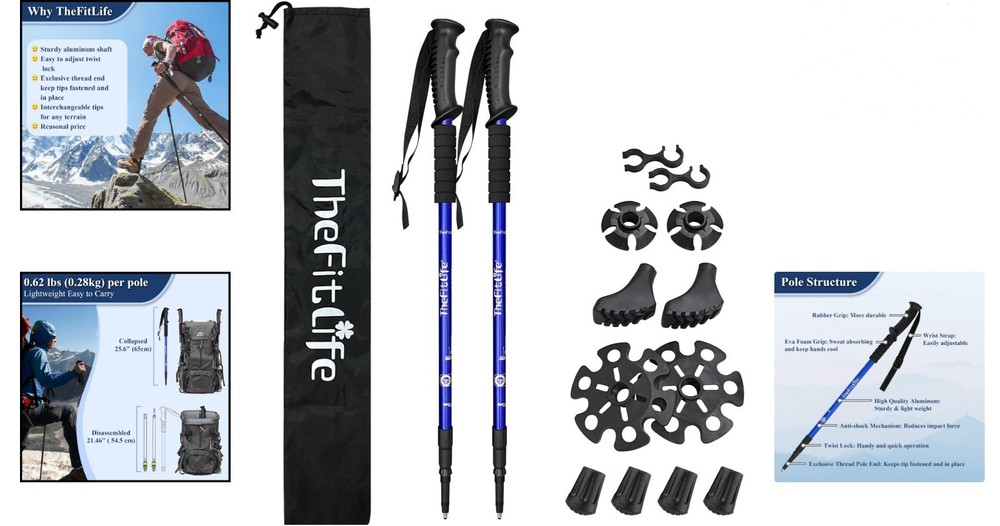 Versatile Hiking Poles with Quick Lock & Compact Foldable Design for Travel